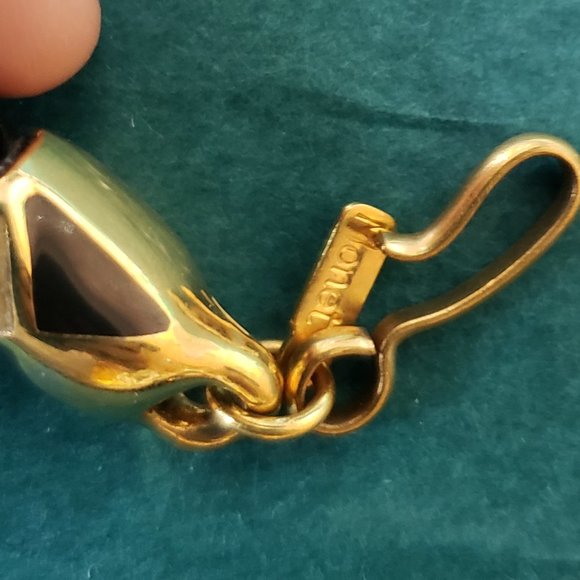 2/35$ 80s Monet Enamel and Black Cabochon Necklace With Twisted Cord - Picture 2 of 5